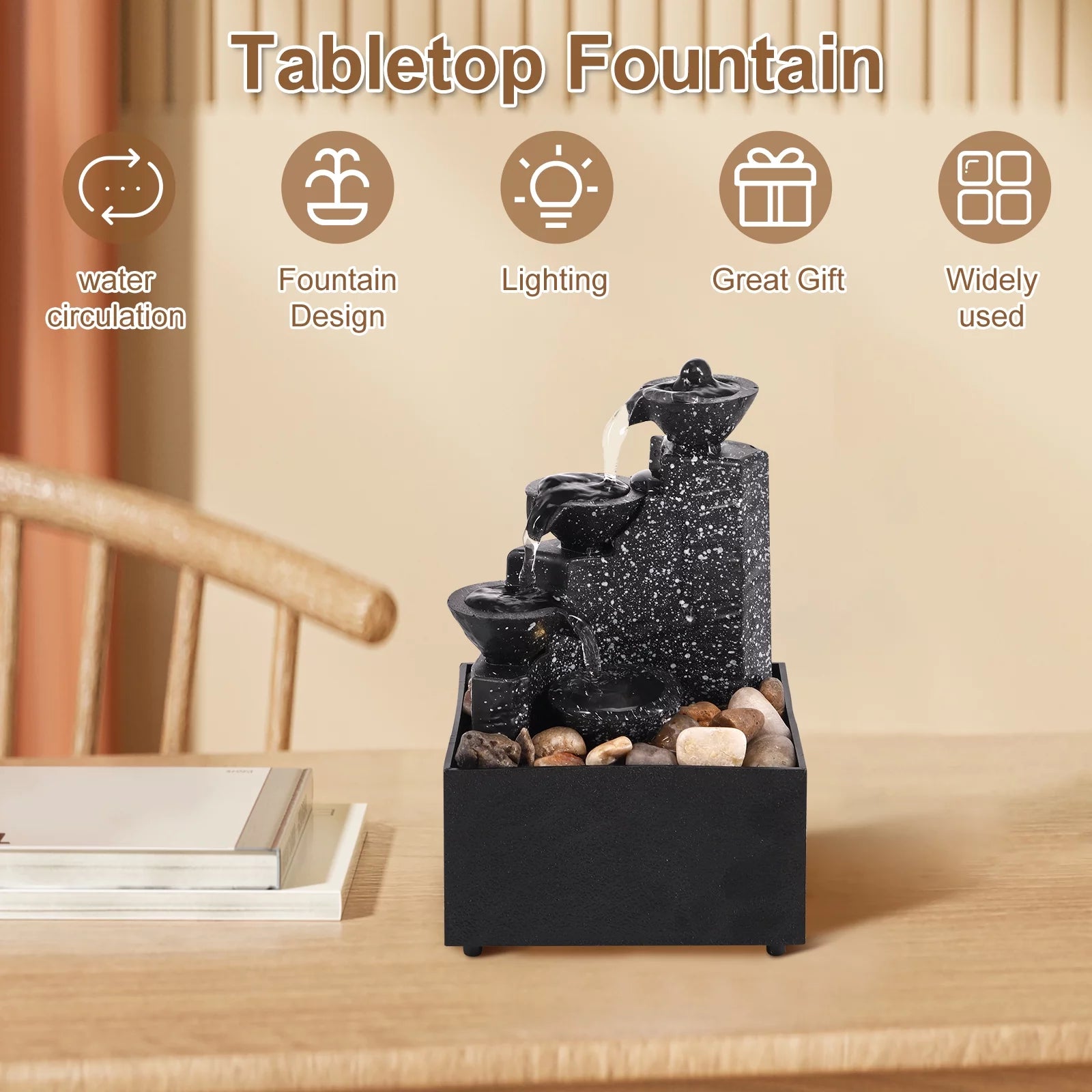 Pcapzz Indoor & Outdoor ABS Tabletop Waterfall Fountain
