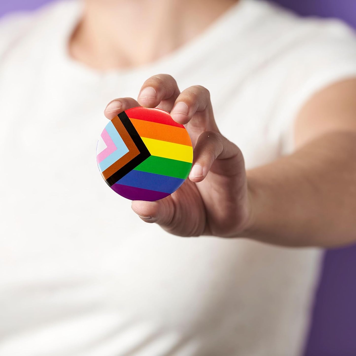 10/25/50Pcs Gay Pride Rainbow Round/Pronoun Button Pin - Perfect for LGBTQ Accessories, Gay Stuff, Pride Parades, LGBTQ Events, Pride Month, Promotional Events and Gift-Giving