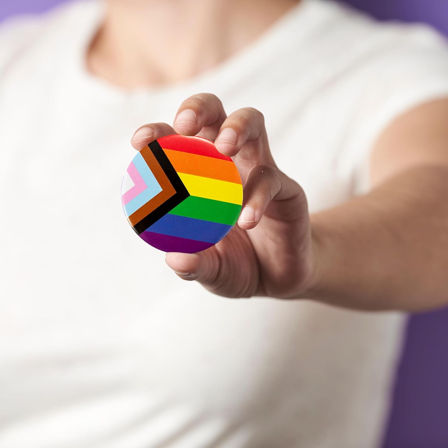 10/25/50Pcs Gay Pride Rainbow Round/Pronoun Button Pin - Perfect for LGBTQ Accessories, Gay Stuff, Pride Parades, LGBTQ Events, Pride Month, Promotional Events and Gift-Giving