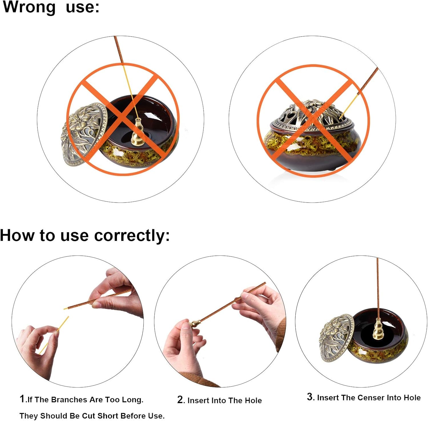 Ceramic Home Decoration Incense Sticks or Cones Burner Porcelain Incense Holder