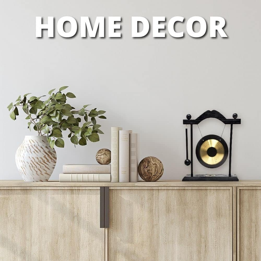 Chinese Gong - Mini Zen Art Brass Feng Shui Desktop Gong with Stand - Asian Bell for Home Decoration Chau