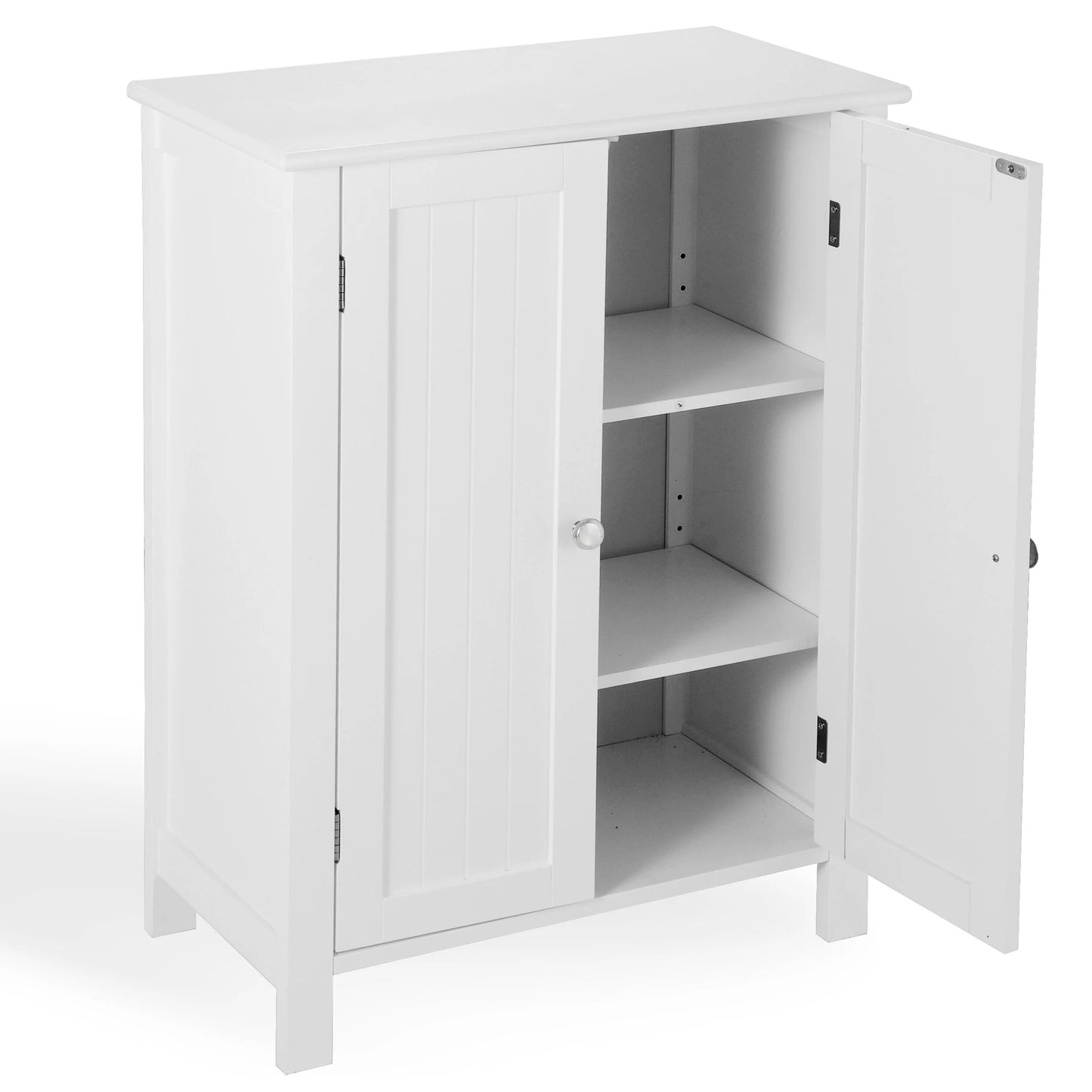 White Wooden Bathroom Floor Cabinet Storage Cupboard 3 Shelves save Space