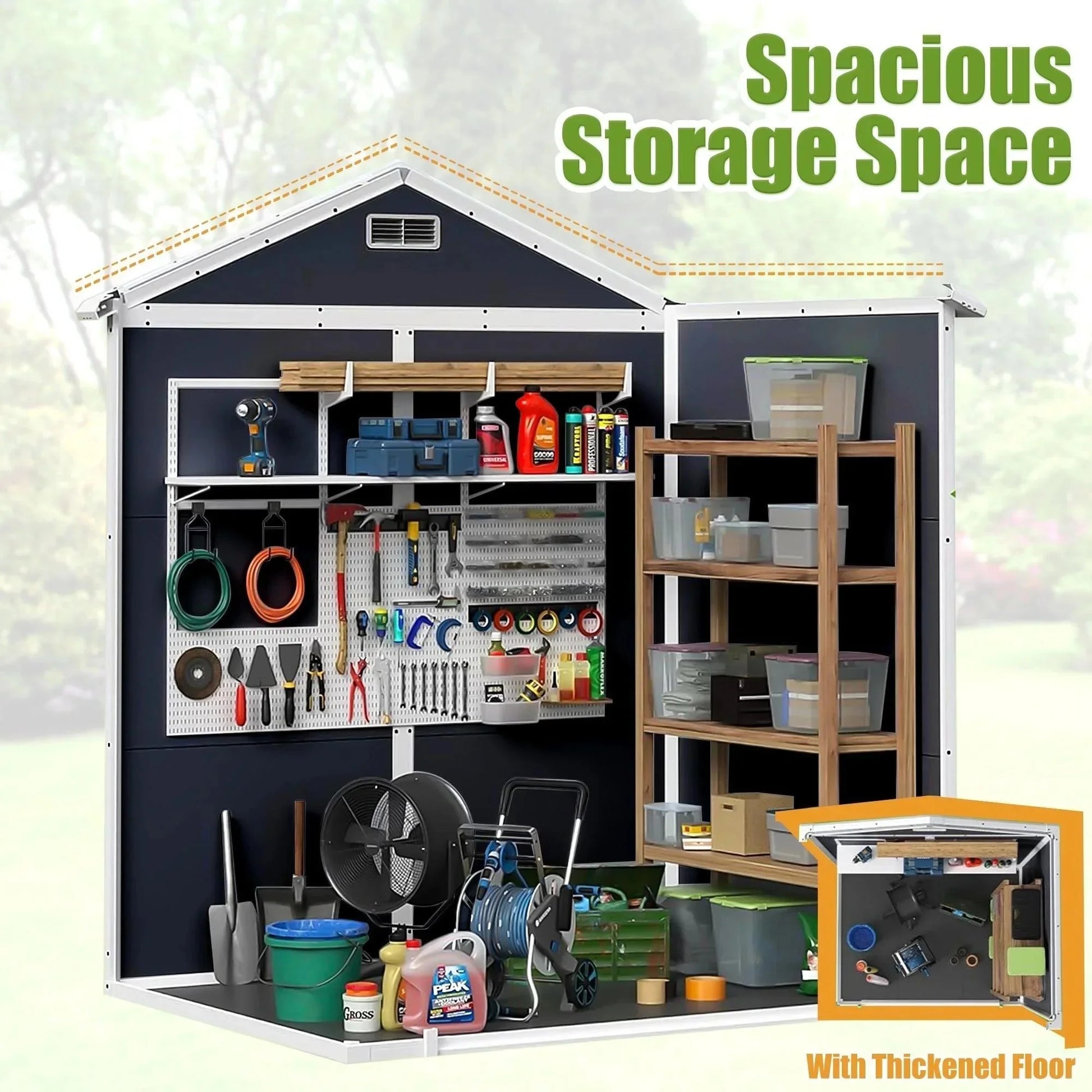 6X4 FT Resin Storage Shed,  Backyard Storage Sheds with Lockable Door, Garage Patio Garden Storage Shed, TE2770