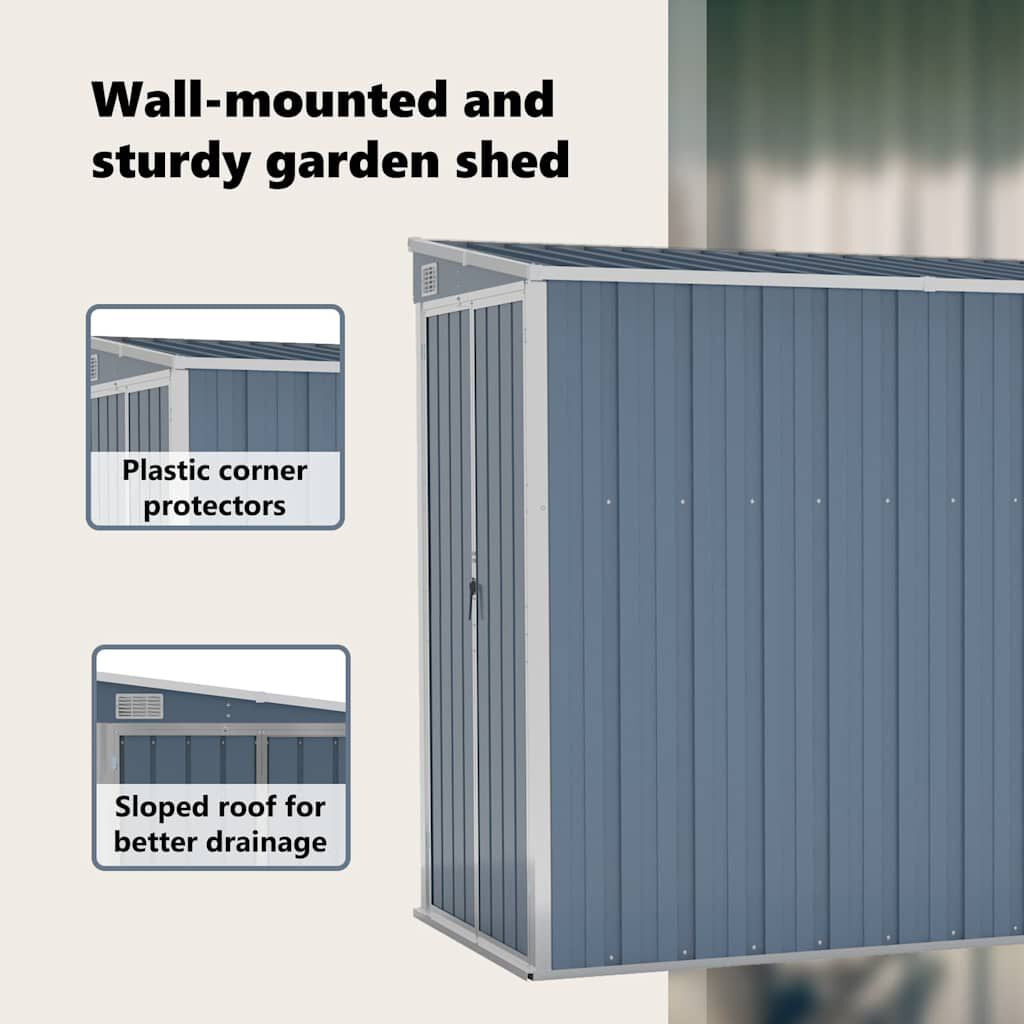 Garden Shed Grey Galvanized Steel Large Garden Shed Rectangular