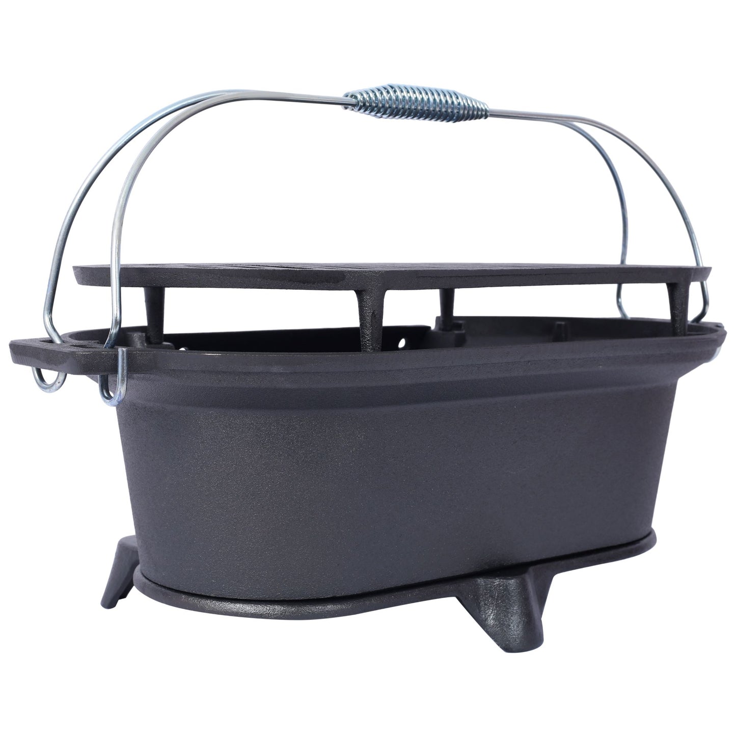 Outdoor Oval Cast Iron Grill, Portable Charcoal Grill, and Desktop Cast Iron Frying Pan