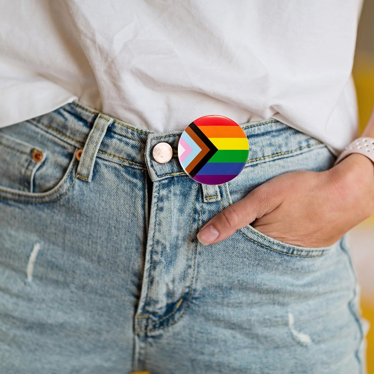 10/25/50Pcs Gay Pride Rainbow Round/Pronoun Button Pin - Perfect for LGBTQ Accessories, Gay Stuff, Pride Parades, LGBTQ Events, Pride Month, Promotional Events and Gift-Giving