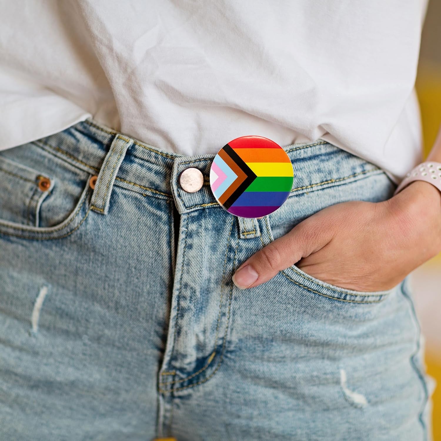 10/25/50Pcs Gay Pride Rainbow Round/Pronoun Button Pin - Perfect for LGBTQ Accessories, Gay Stuff, Pride Parades, LGBTQ Events, Pride Month, Promotional Events and Gift-Giving