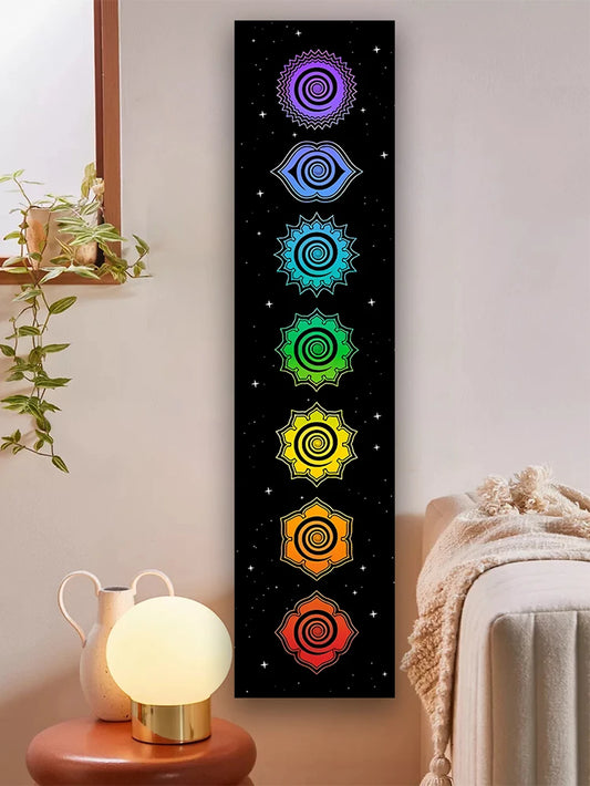 Rainbow Chakras Tapestry Buddhism Yoga Cosmic Energy Centers Meditation Tapestries Black Wall Hanging Bedroom Drom Home Decor
