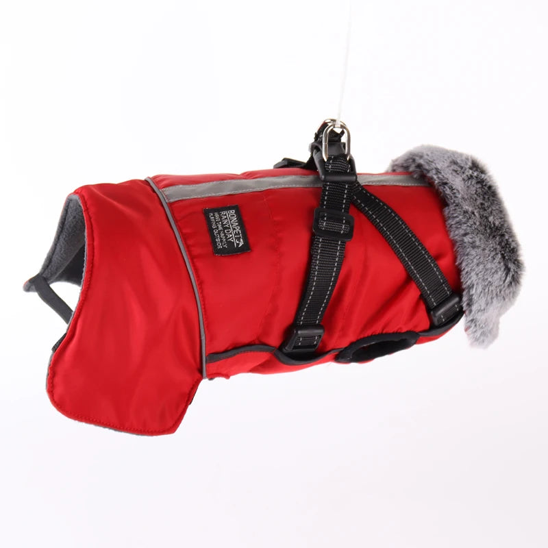 Pet Dog Winter Waterproof Jacket with Harness Small Dog Warm Clothes French Bulldog Reflective Big Dog Coat Chihuahua Outfits