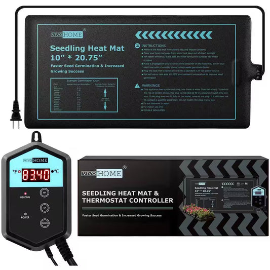 10 In. X 20.75 In. Waterproof Seedling Heat Mat with 40°F to 108°F Thermostat Controller
