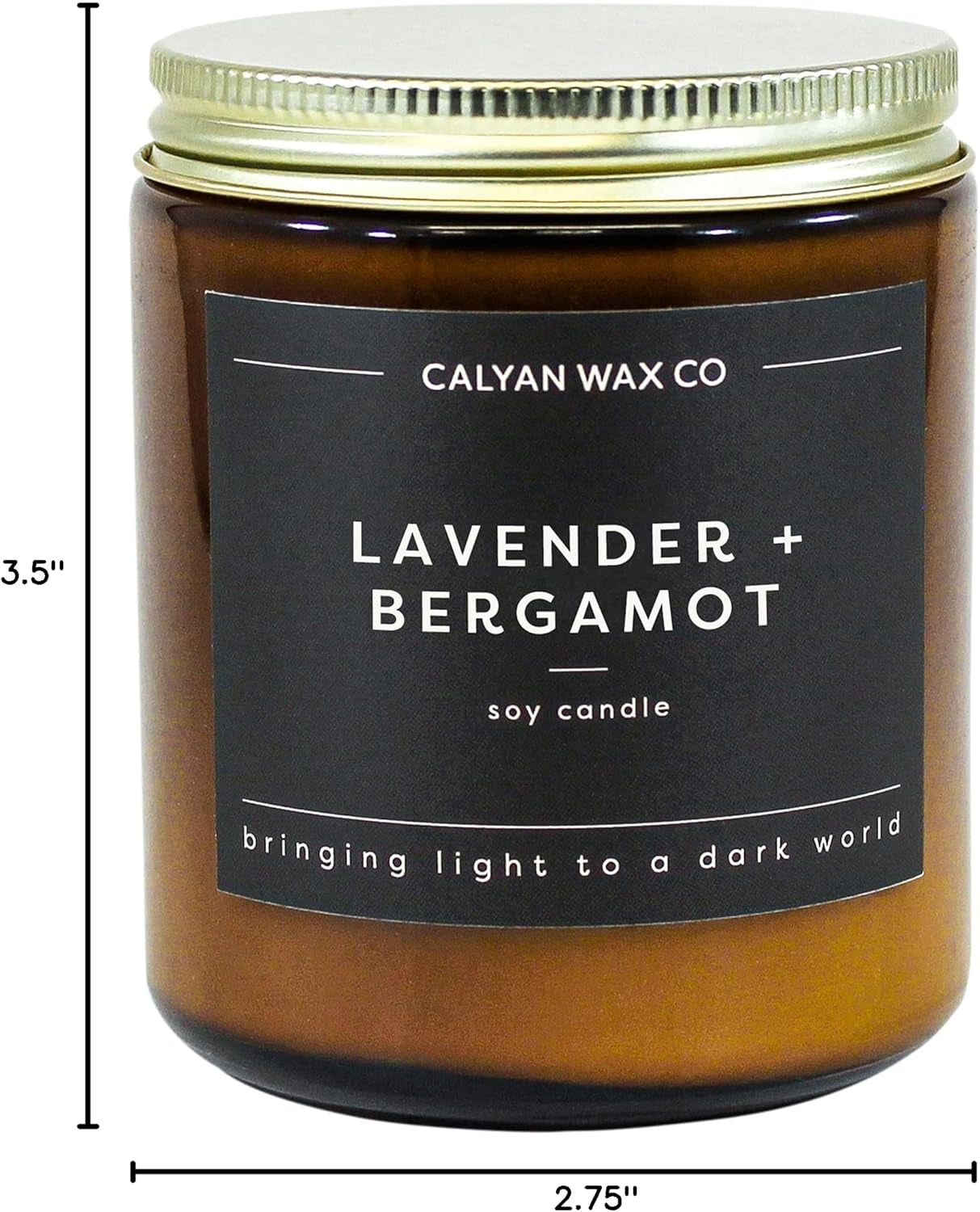 Soy Wax Candle, Lavender + Bergamot Scented Candle, 57 Hour Burn Time, Aromatherapy Soy Candles, Non Toxic & Vegan Soy Wax, Amber Glass Jar Scented Candles, 7.2Oz