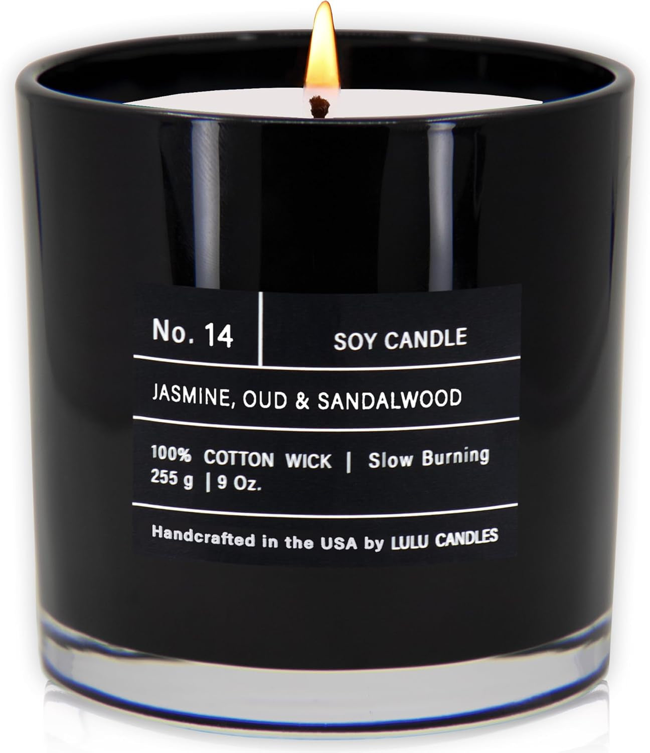 | Jasmine, Oud & Sandalwood | Luxury Scented Soy Jar Candle | Hand Poured in the USA | Highly Scented & Long Lasting (9 Oz.)