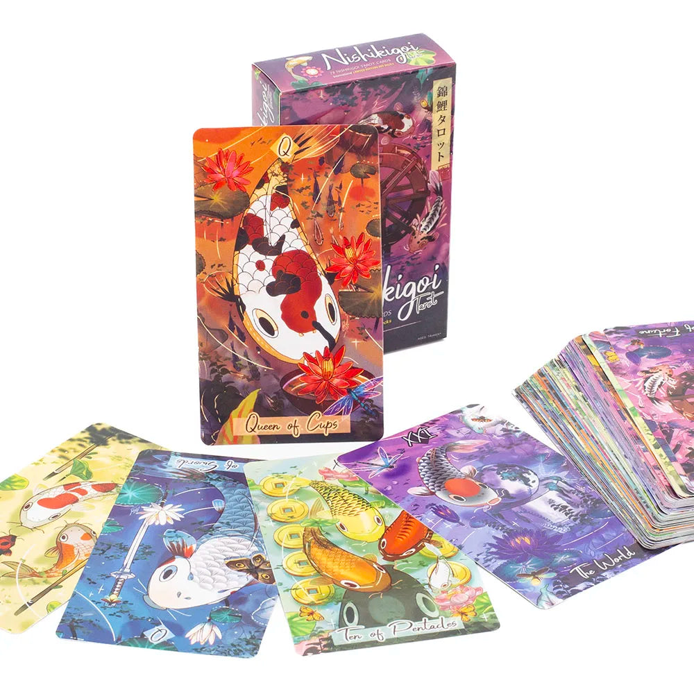 Kitten Tarot Deck 78Pcs Cute Black and White for Beginners Version Mysterious Board Game Fun Fortune Telling Kit