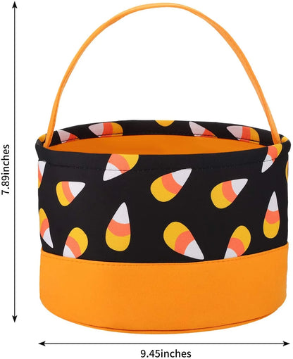 Halloween Trick or Treat Bags Halloween Candy Buckets Tote Bags Orange Black with Candy Corn Halloween Party Favor Bags for Halloween Supplies