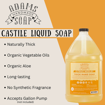 Citrus Medley Organic Liquid Castile Hand Soap 1 Gallon Refill