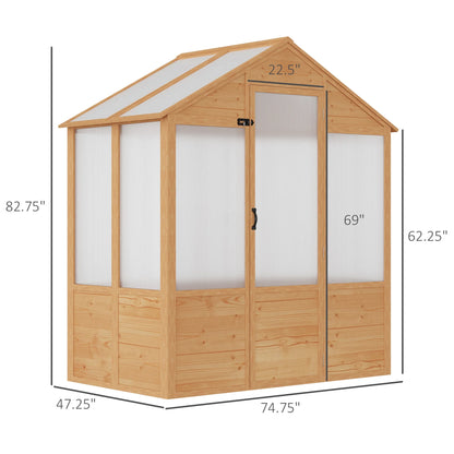 6' X 4' X 7' Walk-In Polycarbonate Greenhouse, Lockable Door