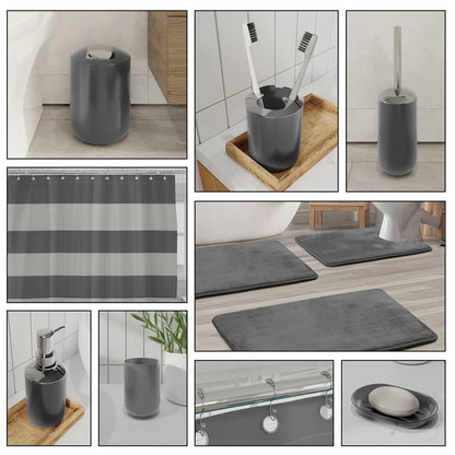 23 Piece Bathroom Accessory Gift Set, Bathroom Shower Curtain Set, and Bath Rug Set, Gray