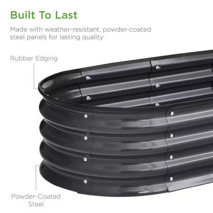 4 Ft. X 2 Ft. X 1 Ft. Dark Gray Oval Steel Raised Garden Bed, Planter Box for Vegetables, Flowers, Herbs
