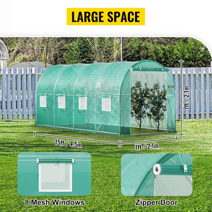 Walk-In Tunnel Greenhouse Galvanized Frame & Waterproof Cover 15X7X7/10X7X7/20X10X7/12X7X7 Ft Greenhouses & Cold Frames