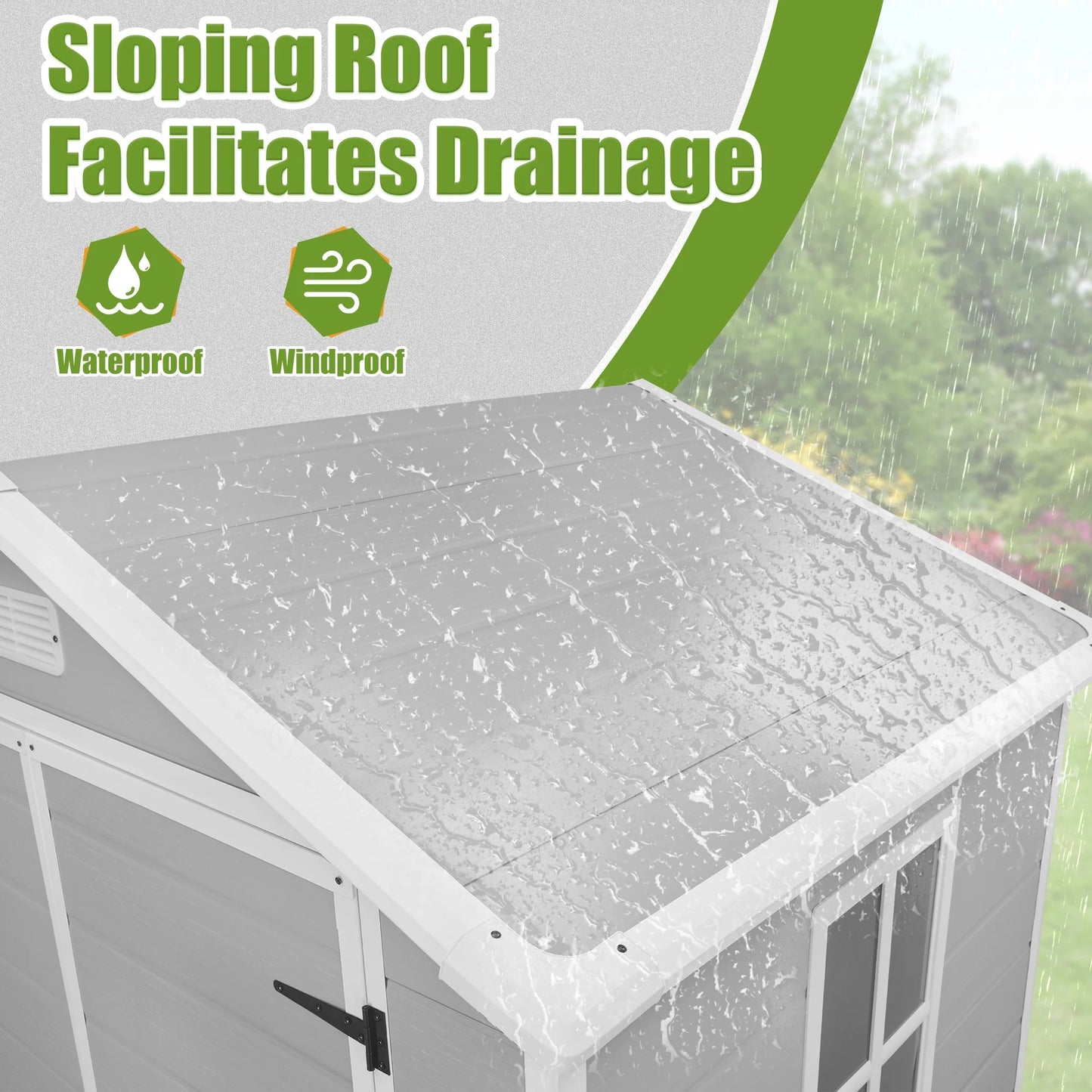 6X4 FT Resin Storage Shed,  Backyard Storage Sheds with Lockable Door, Garage Patio Garden Storage Shed, TE2770