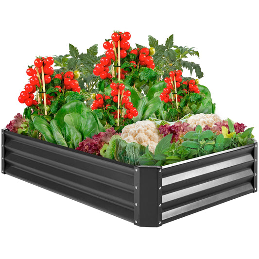 6X3X1Ft Outdoor Metal Raised Garden Bed for Vegetables, Flowers, Herbs, Plants - Dark Gray