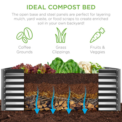 6X3X2Ft Outdoor Metal Raised Garden Bed, Planter Box for Vegetables, Flowers, Herbs - Gray