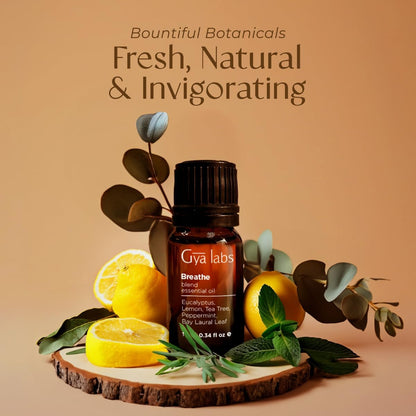 Breathe Essential Oil Blends - 100% Pure Natural Breathe Easy Essential Oils from Eucalyptus, Peppermint and More for Humidifier Cleaner (0.34 Fl Oz)