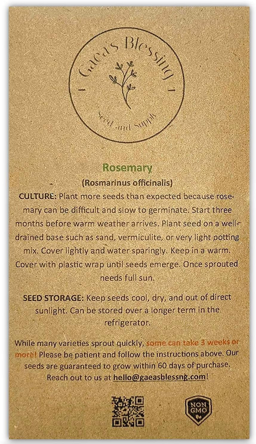 Seeds - Rosemary Seeds - Heirloom Non-Gmo Seeds with Easy to Follow Instructions 97% Germination Rate (Single Pack)