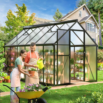 6'X11' Polycarbonate Greenhouse, Large Aluminum Walk-In Green House for Backyard