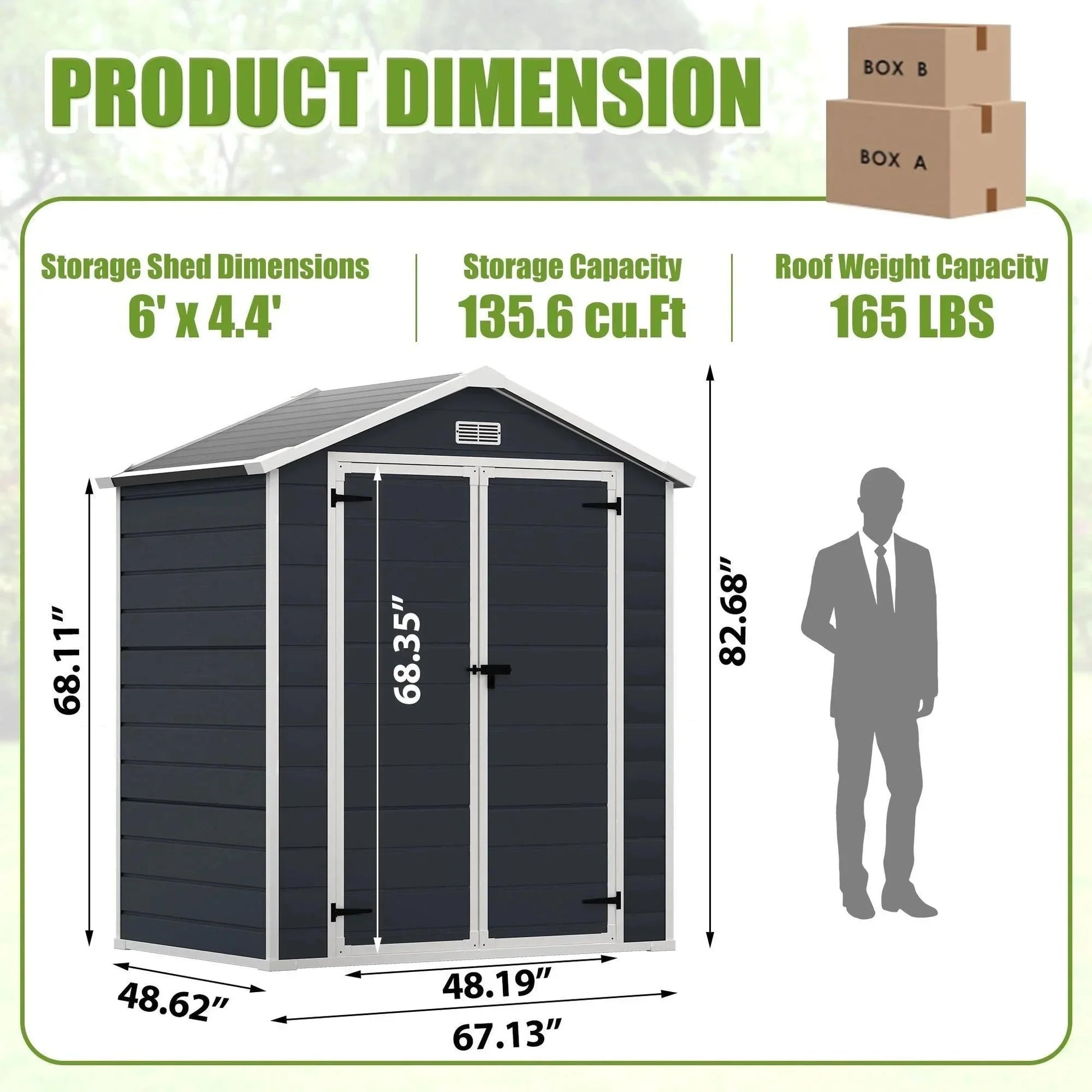 6X4 FT Resin Storage Shed,  Backyard Storage Sheds with Lockable Door, Garage Patio Garden Storage Shed, TE2770