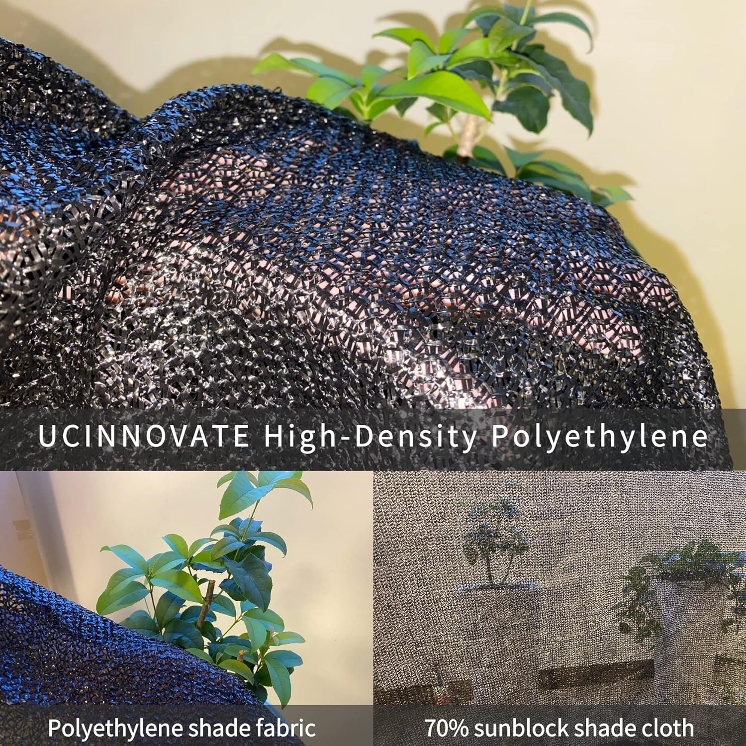 Sunblock Shade Cloth 70% Shade Net Greenhouse Covers 10Ft X 10Ft Fabric Mesh Tarp Sunshade Sunscreen UV Resistant Netting with Grommets for Garden Patio Lawn Plant Parking Yard or Kennel