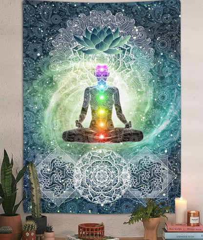 Chakra Tapestry Wall Hanging for Yoga Meditation and Home Decor (40W X 60H)