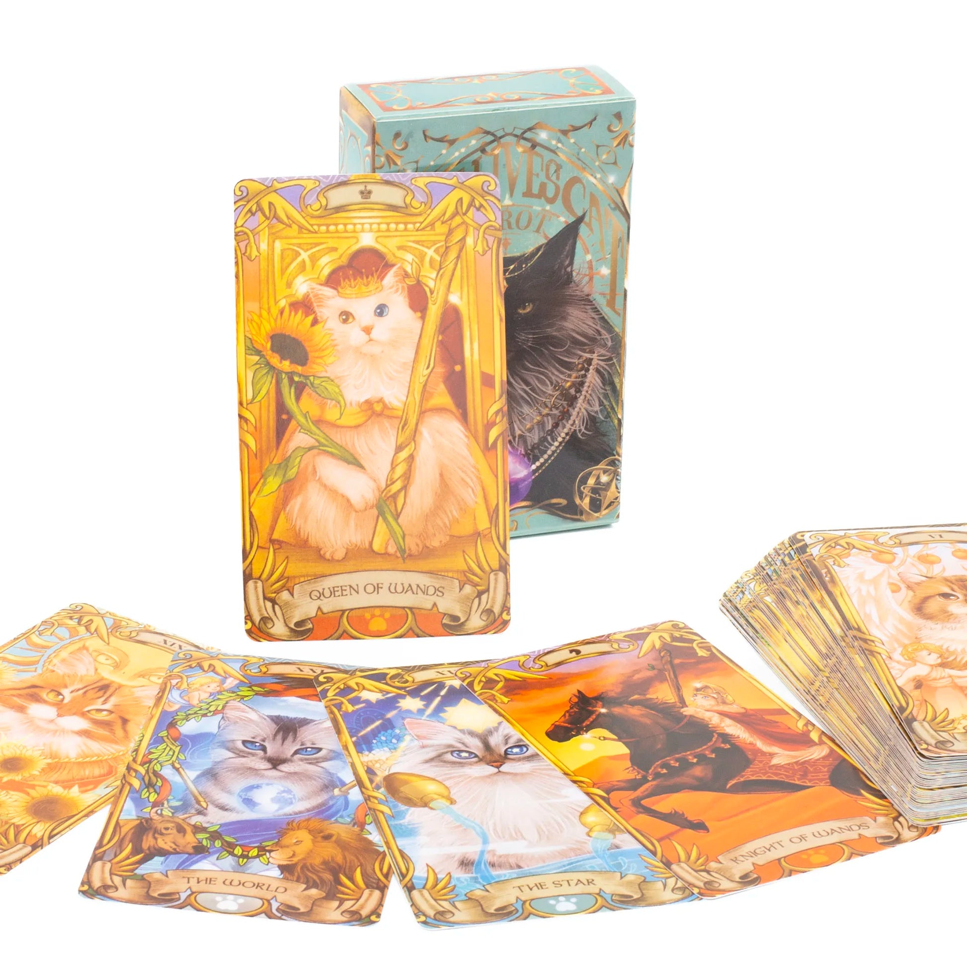 Kitten Tarot Deck 78Pcs Cute Black and White for Beginners Version Mysterious Board Game Fun Fortune Telling Kit