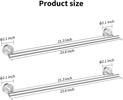 2 Pieces Brushed Nickel Bathroom Towel Bar, 24 Inch Double Towel Racks,Bathroom Towel Holder Towel Hanger for Bathroom Stainless Steel Wall Mount