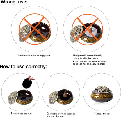 Ceramic Home Decoration Incense Sticks or Cones Burner Porcelain Incense Holder