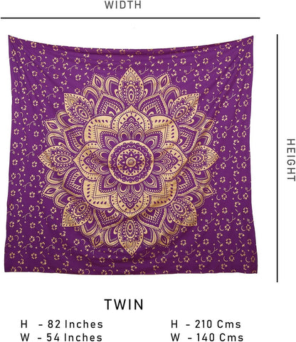 Purple Gold Passion Ombre Mandala Tapestry, Boho Mandala Tapestry, Wall Hanging, Gypsy Tapestry, 84 X 54 Inches