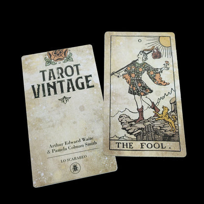 The Vintage Divination Tarot Deck, 78 Antique Style Tarot Cards with Guidebook, Standard Size: 4.75" X 2.75"