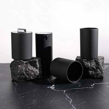 Sleek Matte Black Bathroom Accessory Set 4 Pcs Complete Bathroom Set Modern Bathroom Decor Bathroom Organizer Accesorios Para Baños Toothbrush Holder Soap Dispenser Set Home Decor Clearance
