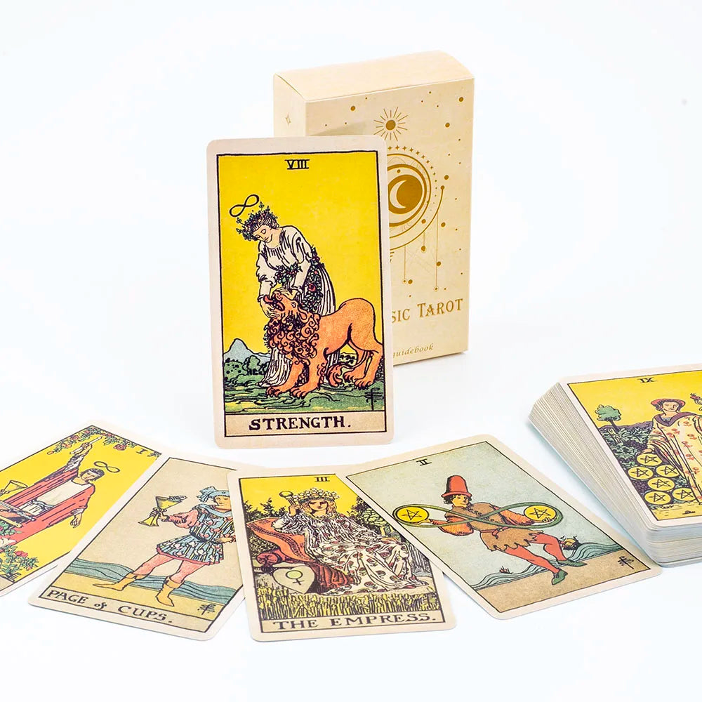 Kitten Tarot Deck 78Pcs Cute Black and White for Beginners Version Mysterious Board Game Fun Fortune Telling Kit