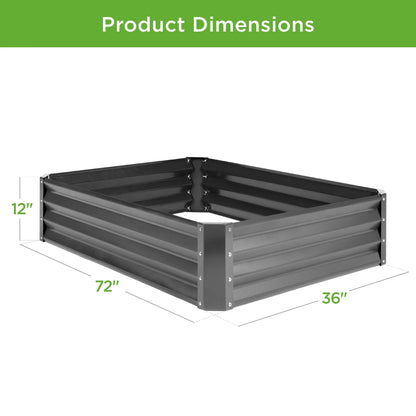 6X3X1Ft Outdoor Metal Raised Garden Bed for Vegetables, Flowers, Herbs, Plants - Dark Gray