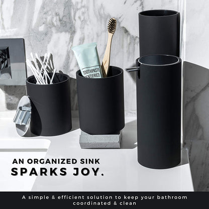 Sleek Matte Black Bathroom Accessory Set 4 Pcs Complete Bathroom Set Modern Bathroom Decor Bathroom Organizer Accesorios Para Baños Toothbrush Holder Soap Dispenser Set Home Decor Clearance