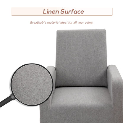 Accent Lounge Rocking Chair with Solid Curved Wood Base, Grey