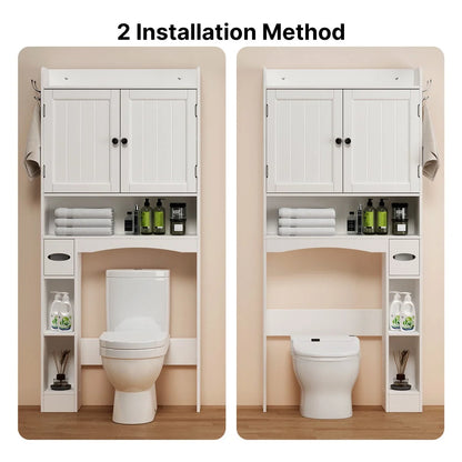 over the Toilet Storage Cabinet, Bathroom Shelf over Toilet, Bathroom Storage Cabinet Organizer - White