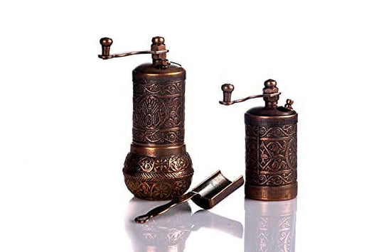 Salt and Pepper Grinder Set - Herb Grinder - Pepper Grinder Mill - Pepper Mill - Spice Grinder - Salt Grinder - Coffee Bean Grinder - Spice Grinder Manual (Antique Copper)