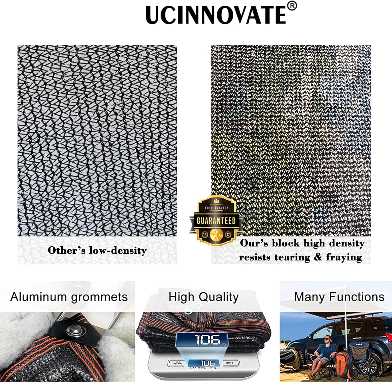 Sunblock Shade Cloth 70% Shade Net Greenhouse Covers 10Ft X 10Ft Fabric Mesh Tarp Sunshade Sunscreen UV Resistant Netting with Grommets for Garden Patio Lawn Plant Parking Yard or Kennel