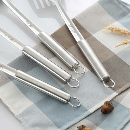 4 Pcs Cooking Utensils Set, 304 Stainless Steel Kitchen Utensils, Include Wok Ladle, Slotted Spoon, Wok Spatula and Slotted Spatula, Dishwasher Safe