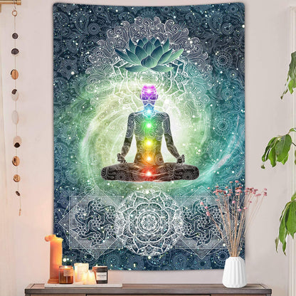 Chakra Tapestry Wall Hanging for Yoga Meditation and Home Decor (40W X 60H)