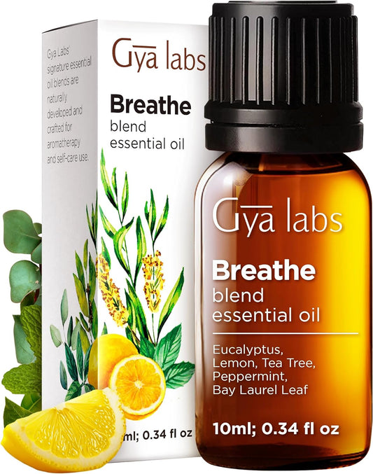 Breathe Essential Oil Blends - 100% Pure Natural Breathe Easy Essential Oils from Eucalyptus, Peppermint and More for Humidifier Cleaner (0.34 Fl Oz)