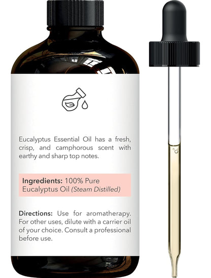 Eucalyptus Essential Oil - Huge 4 Fl Oz - 100% Pure and Natural - Premium Grade with Dropper - for Aromatherapy and Diffuser