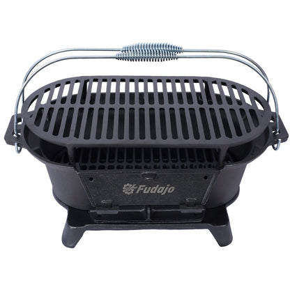 Outdoor Oval Cast Iron Grill, Portable Charcoal Grill, and Desktop Cast Iron Frying Pan